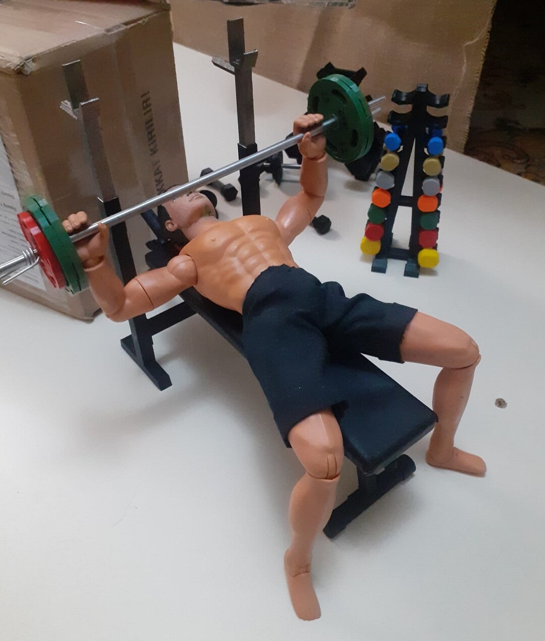 1/6 Scale Gym Equipment Set,bench Weight Rack Dollhouse Furniture Etsy