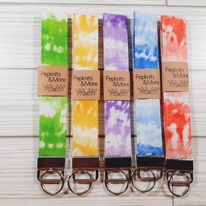 Tie Dye Wristlet Keychain Keychain Tie Dye Accessories Tie Dye Fabric Wristlet Keychain