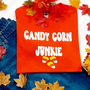Halloween T-Shirt Fall Tees Fall Harvest Cotton T-shirts Candy Corn