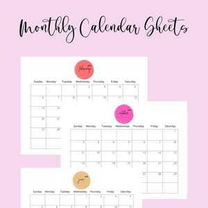 Può includere: Tre fogli di calendario mensile stampabili con un cerchio rosa, arancione e giallo su ogni foglio. I cerchi riportano il mese e l'anno. I mesi sono febbraio, ottobre e giugno.