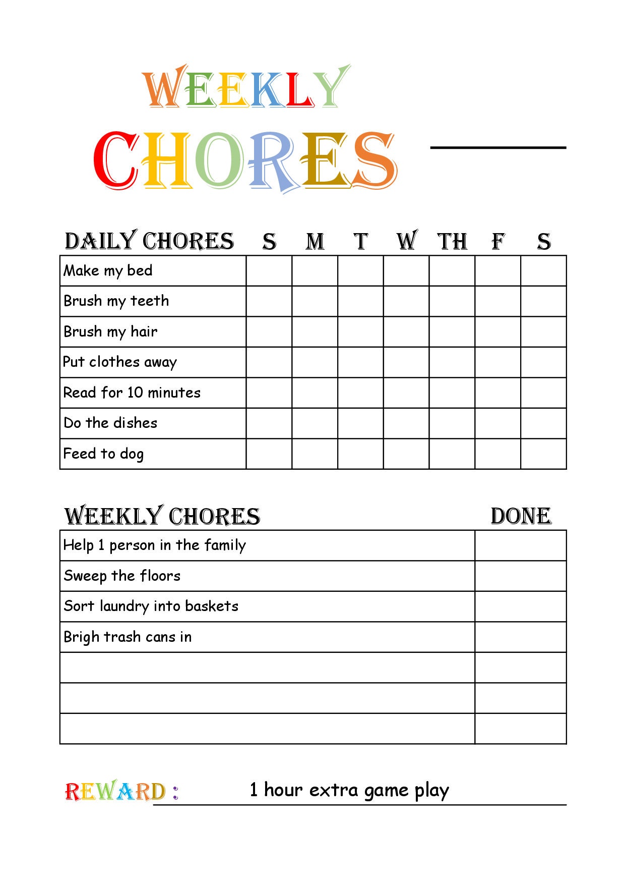 Chore Chart for Kids Kids Chores Kids Chore Chart Responsibility Chore Chart for Kids Kids Chores Kids Chore Chart Responsibility