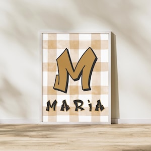 Personalized Nursery Name Pennant: Vintage Initial Wall Art (Digital Download