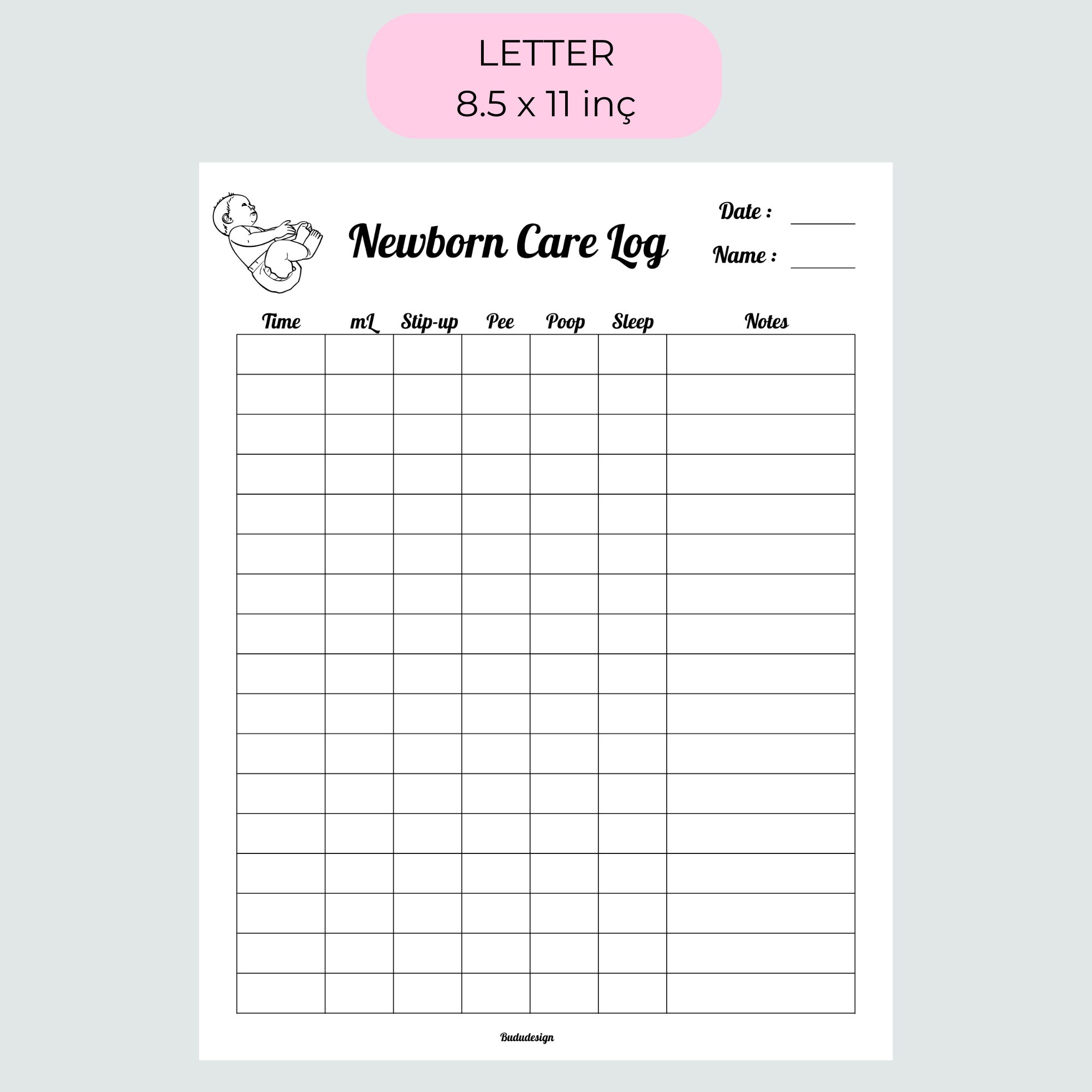 Newborn Care Log | Baby Care Log | Printable Infant Baby Feeding PDF ...