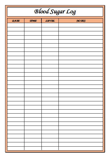Blood Sugar Log Printable Blood Sugar Reading Tracker Blood Glucose
