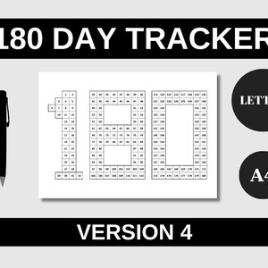 180 Day Challenge Tracker | 180 Day Countdown | 180 Envelope Challenge ...