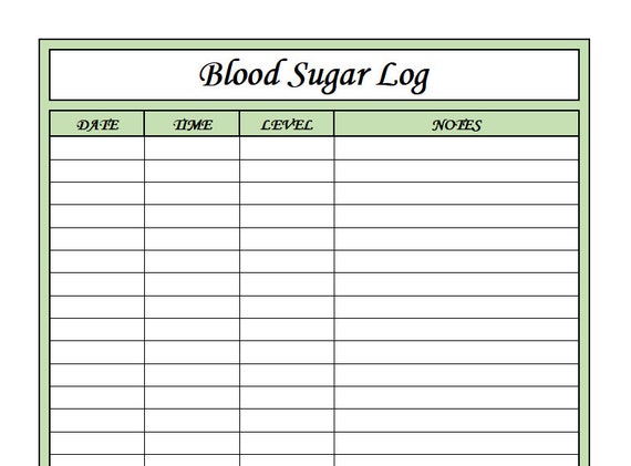 Blood Sugar Log Printable Blood Sugar Reading Tracker Etsy