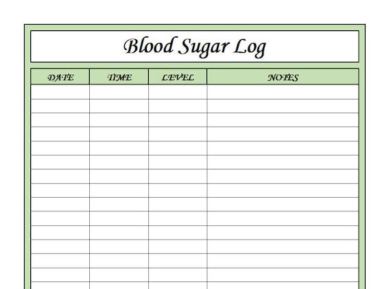 Blood Sugar Log Printable Blood Sugar Reading Tracker - Etsy