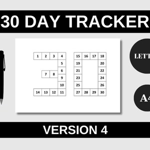 Printable 30 Day Tracker, 30 Day Habit Tracker, 30 Day Challence ...