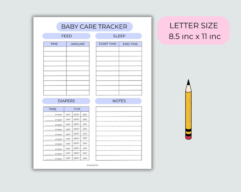 Infant Daily Log Printable, Baby Care Log, Daily Log, Baby Care Tracker ...
