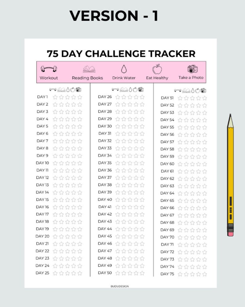 75 Day Hard Challenge Tracker 75 Day Tracker 75 Hard Challenge 75 Day Hard Challenge Tracker 75 Day Tracker 75 Hard Challenge
