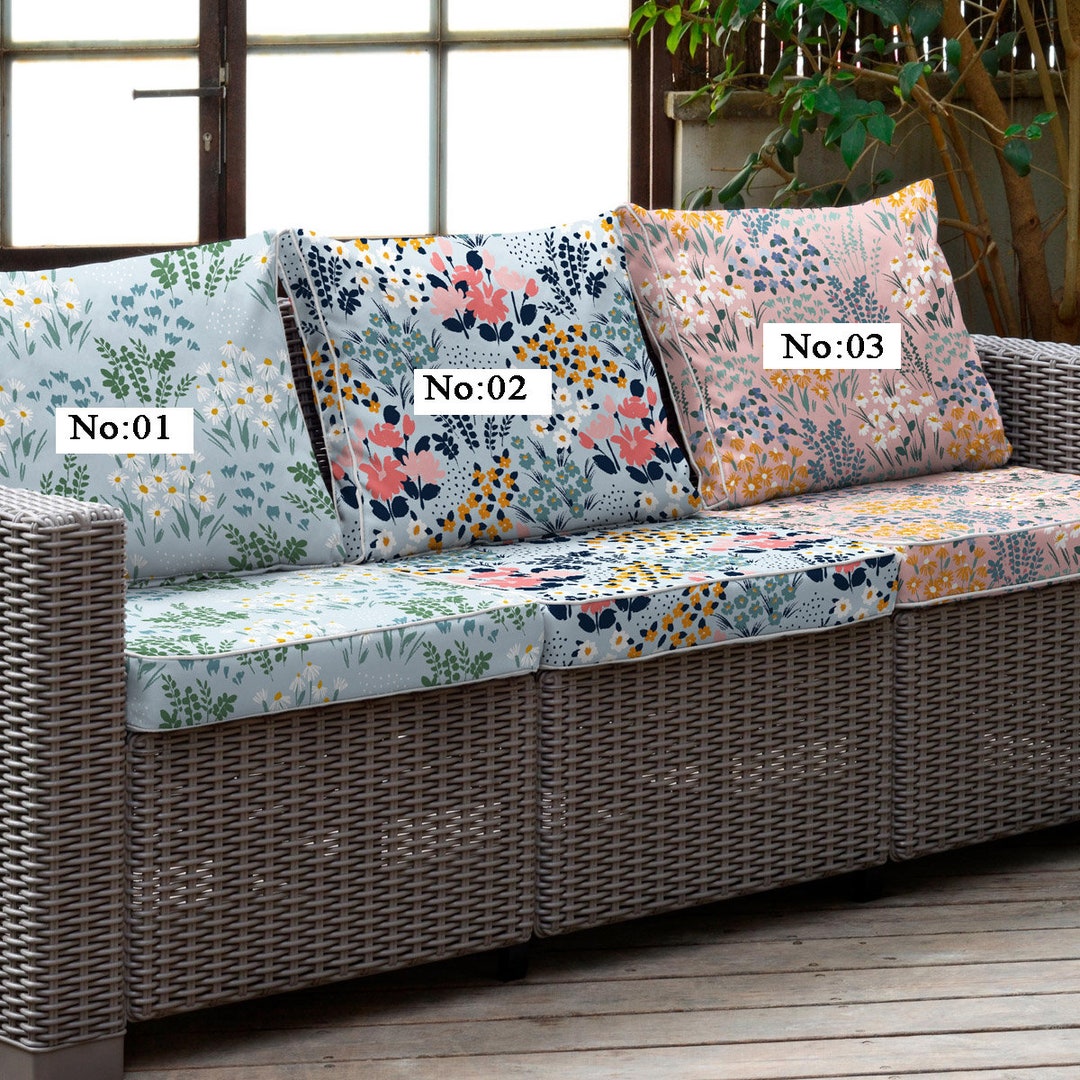 1 8 Custom Bench Cushion, Floral Pattern Custom Cushion Cover, Printed