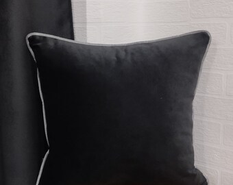 Luxuriate in Style with Custom Black Velvet Pillow Covers Featuring Piping Detailing - Velvet Cushion or Pillow Case - Elevate Your Space