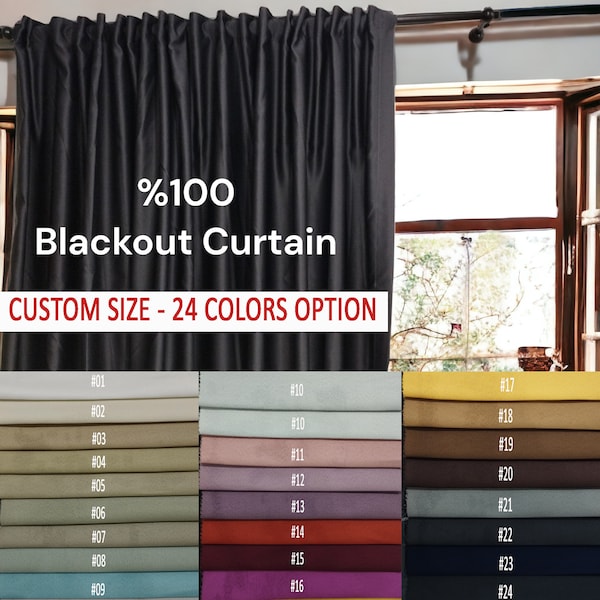 Wide Width Superior Blackout Curtains - Custom Size Option - Room Curtains, 24 Colors, Rod Pocket, Grommet and Multi-Functional Tape Options