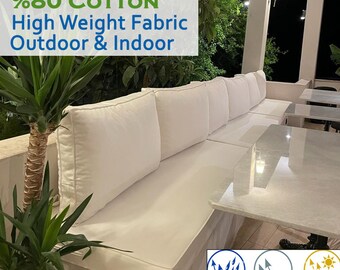 Customizable Water Resistance Cushion Covers with Changeable Piping Color and Size - Perfect for Indoor-Outdoor Use- %80 Heavy Cotton Fabric