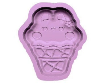Kawaii Bunny Icecream Cone 1 piece 3-D print Bathbomb Hybrid Mold STL File
