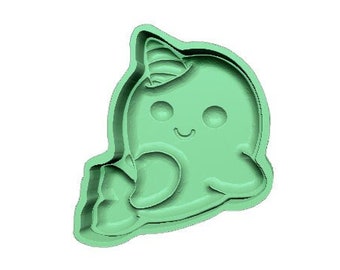 Kawaii Narwhale 1 piece 3-D print Bathbomb Hybrid Mold STL File