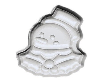 Kawaii Snowman with Holly 1 piece 3-D print Bathbomb Hybrid Mold STL File