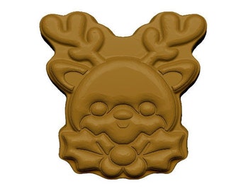 Kawaii Reindeer with Holly STL File for 3d printing - Laser CNC Router - 3D Printable model - STL Download vacuum forming mold making