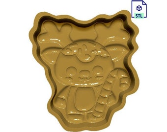 Kawaii Frosted Reindeer 1 piece 3-D print Bathbomb Hybrid Mold STL File