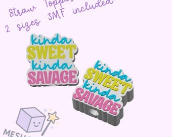 Kinda Sweet Kinda Savage Straw Top STL FILE Download-2 sizes -Pre-Colored 3MF Files included-