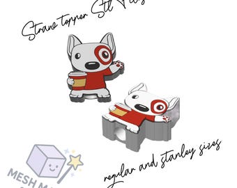 Cute Pitbull Dog Straw Top STL FILE Download-2 sizes -Pre-Colored 3MF Files included-