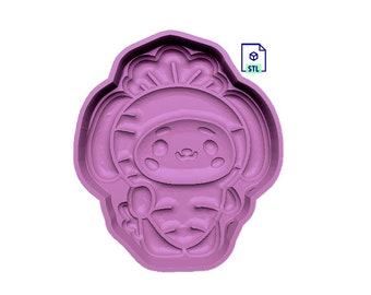 Kawaii Bunny In Carrot Suit 1 piece 3-D print Bathbomb Hybrid Mold STL File