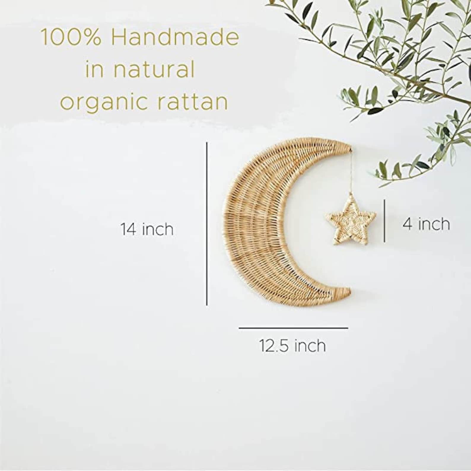 Rattan Moon Wall Decor With Hanging Star Boho Moon Wall Art Etsy
