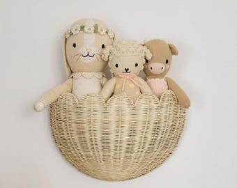 Scalloped Wicker Wall Basket - The Original - Rattan Wall Hanging Baskets - 16" x 10" x 7"In