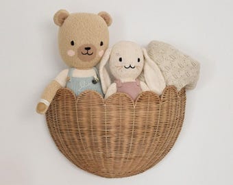 Scalloped Wicker Wall Basket - The Original - Rattan Wall Hanging Baskets - 16" x 10" x 7"In