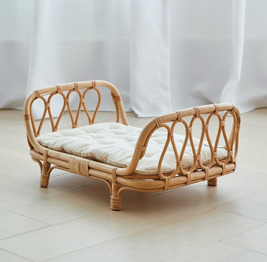 Premium Rattan Baby Doll Bed Handmade in Organic Rattan Boho Baby Doll