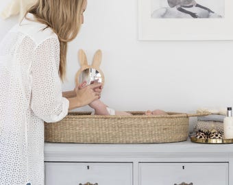 Premium Baby Changing Basket For Baby - Organic Seagrass Baby Change Basket - Trendy Changing Table Topper -  Baby Changing Pad
