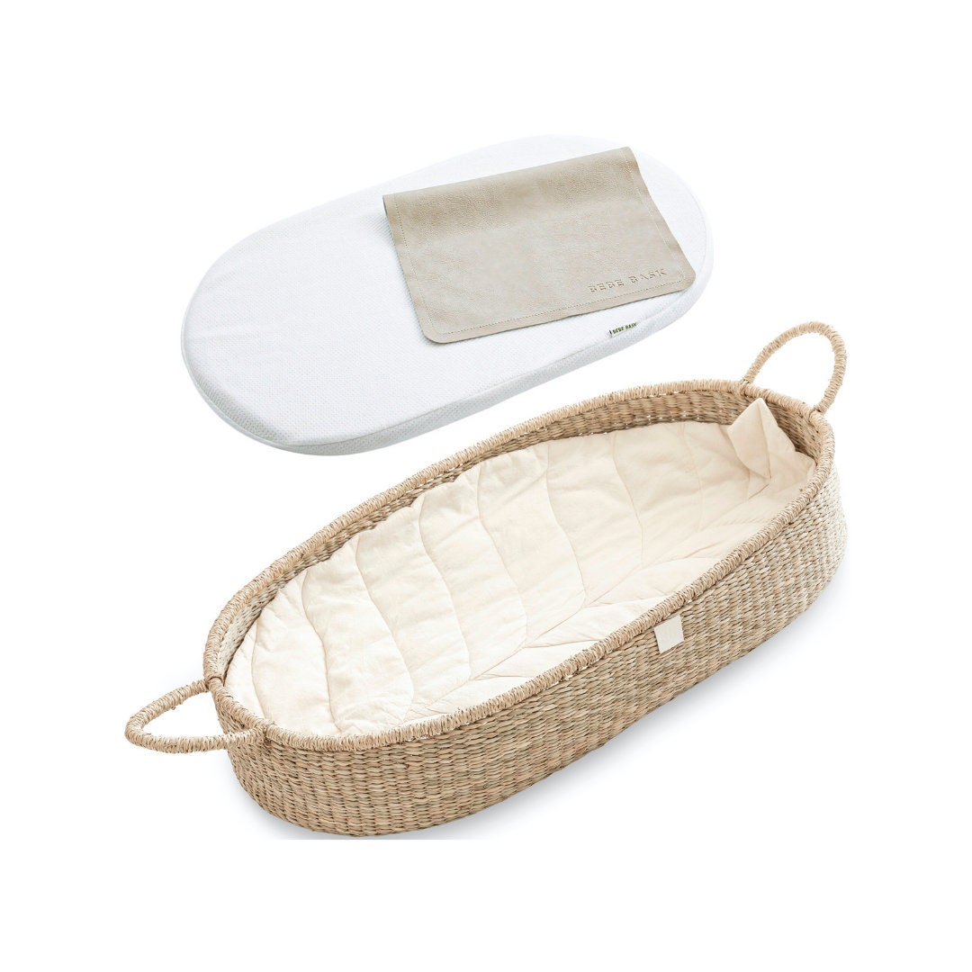 Premium Baby Changing Basket for Baby Organic Seagrass Baby Change