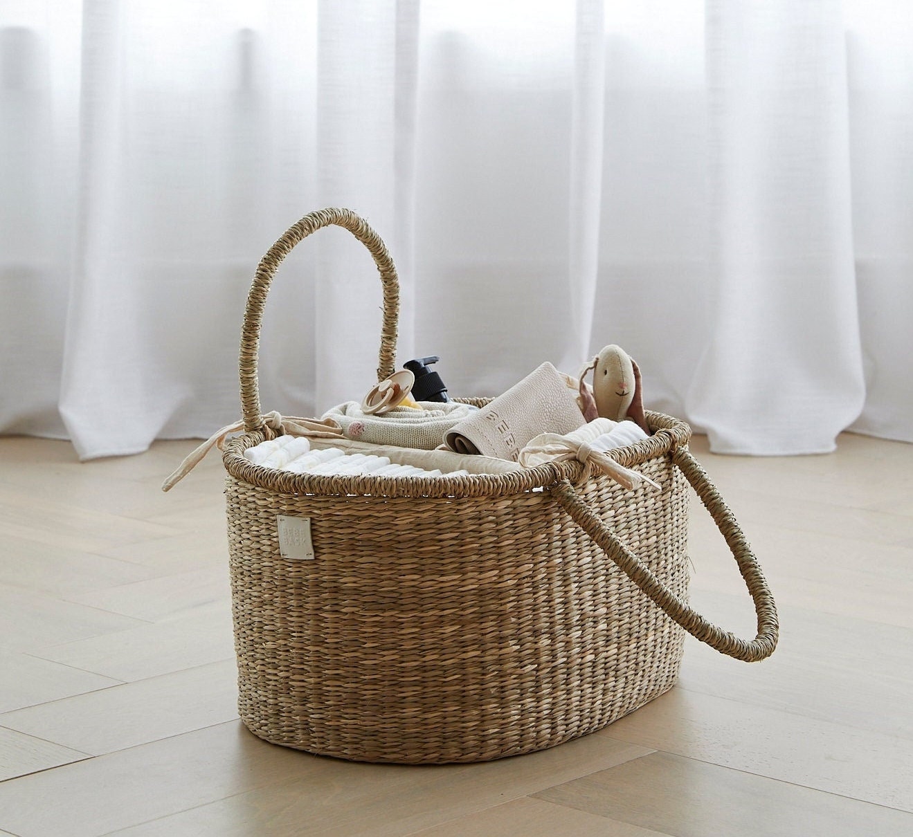 Handmade Baby Diaper Caddy Organizer Organic Seagrass Diaper Caddy