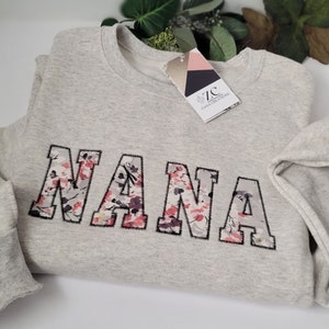 Floral Embroidered Nana Sweatshirt: Custom Gigi Gift