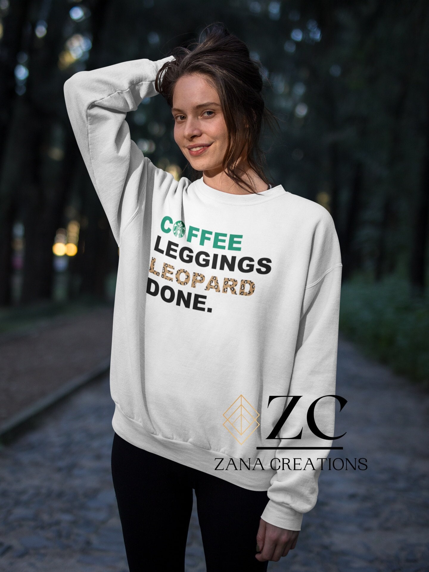 Coffee Leggings Leopard Done Sweatshirt  Women's Sweatshirts – Light and  Shine Boutique