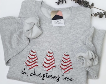 Embroidered Christmas Tree Sweatshirt: Festive Holiday Apparel