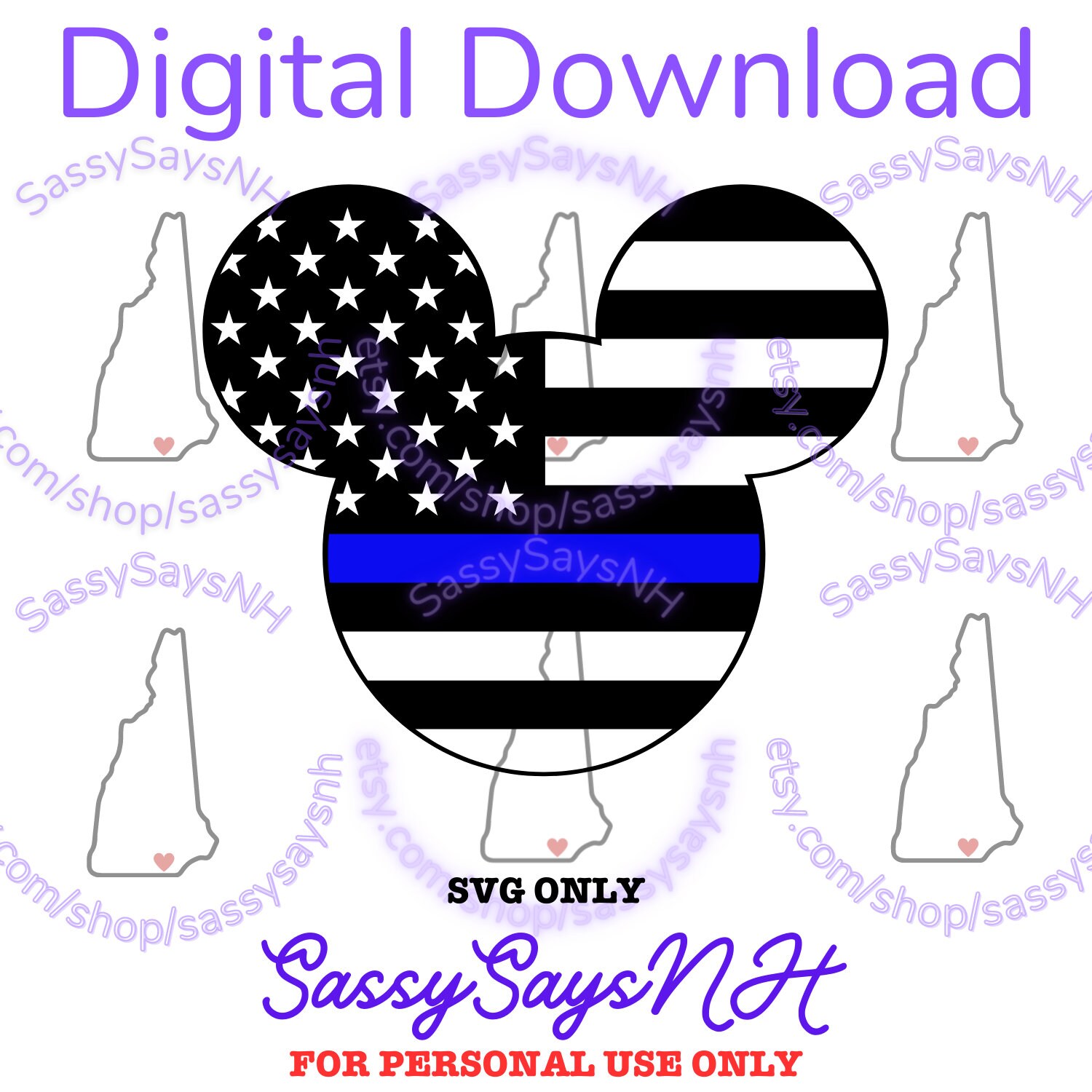 Blue Line Mickey SVG Download - Etsy