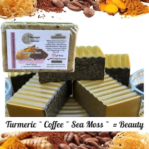 Jabón facial de musgo marino con cúrcuma y café / Sin perfume / Moonlight Seamoss