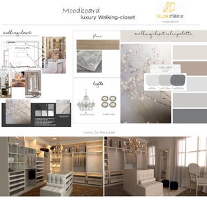 Interior Design Service, (bespoke Mood Board + color palette) Digital