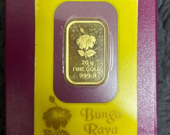 Poh Kong // 20gram Gold Bar // Limited Edition Design Bunga Raya // Gift for Him // Gift for Her