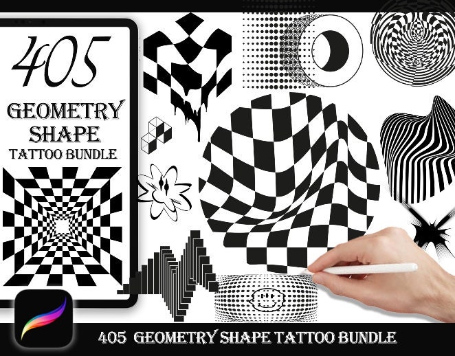 405 Sellos de pincel de formas geométricas para Procreate | Pack de diseño moderno