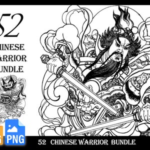 52 Chinese Warrior Art tattoo design  |SVG | PNG|