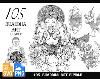 105 Buddha art tattoo design bundle | SVG | PNG |