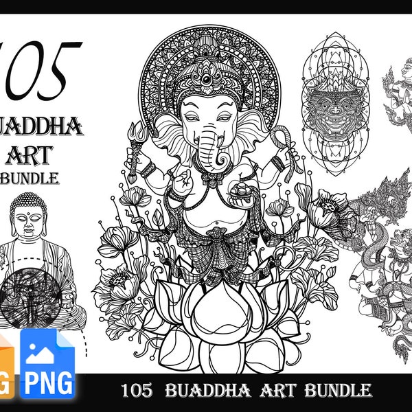 105 Buddha art tattoo design bundle | SVG | PNG |