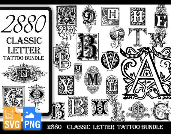 2880 Classic Letter Tattoo Design PNG SVG - Etsy 2880 Classic Letter Tattoo Design PNG SVG - Etsy