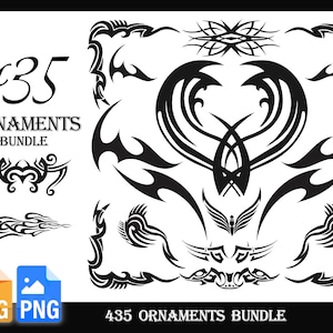 435 Ornaments art tattoo design bundle | SVG | PNG|