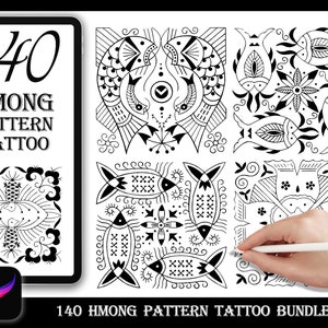 140 Hmong Pattern| brush stamps bundle for procreate |