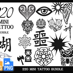 220 Mini mix art tattoo design bundle |Mirco Tattoo |SVG |PNG |