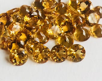 5 Pcs 6mm Natural citrine round faceted gemstone loose citrine - Price per lot