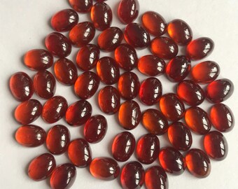 5 cabujones de granate hessonita: piedras preciosas ovaladas naturales de 6 x 8 mm